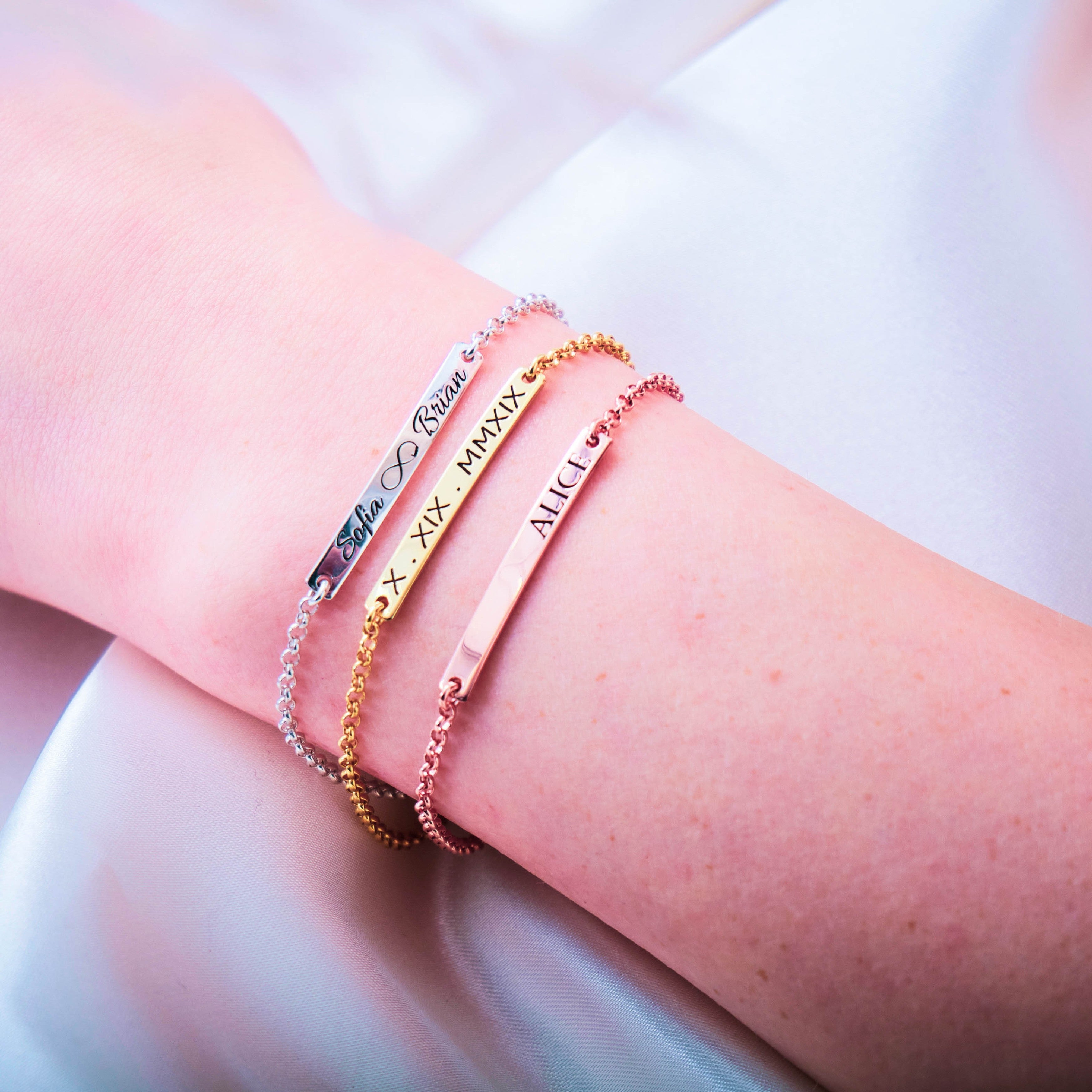 Rose gold sales name bracelet