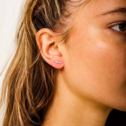 Custom Name Earrings and Dainty Alphabet Gold Stud