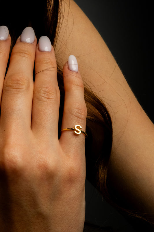 Handmade Dainty Tiny Initial Ring