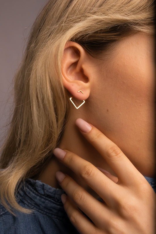 Minimalist Gold Earrings Set with Flat Back Studs