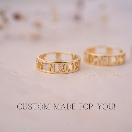 Gold Filled Roman Numeral Engagement and Pinky Promise