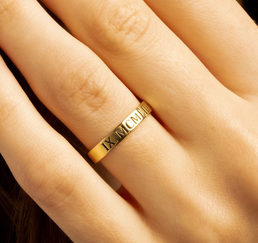 Matching Pinky Rings and Custom Engraved Name Ring